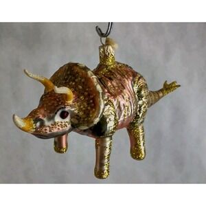 Glass Ornament "Triceratops Sally" - Hand Painted in Poland - Dinosaur